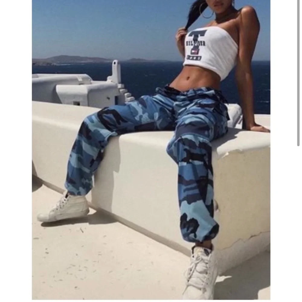 Rothco Military Sky Blue Camo High Rise Adjustable Waist Cargo Jogger Sweatpants - Picture 2 of 14